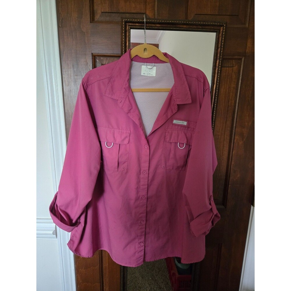 Ocean + Coast Womens Lightweight Venter Fishing Shirt Coral MED